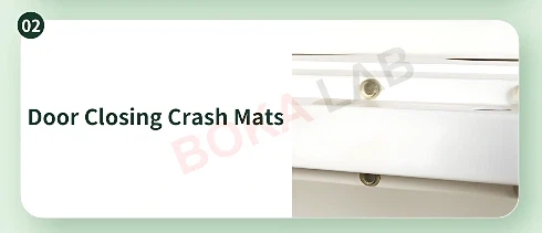 Door-closing crash mats to prevent slamming. Door-closing crash mats to prevent slamming.